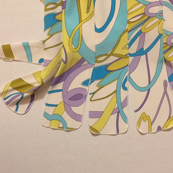 ESSENTIAL G Carwash Hem Silk Skirt Pucci-like mod Turquoise Violet White Mod - Picture 3 of 8